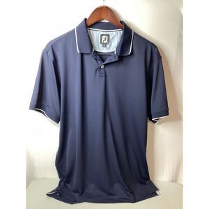 Footjoy Blue‎ White Golf Active Stretch Men’s Polo Shirt Size Large